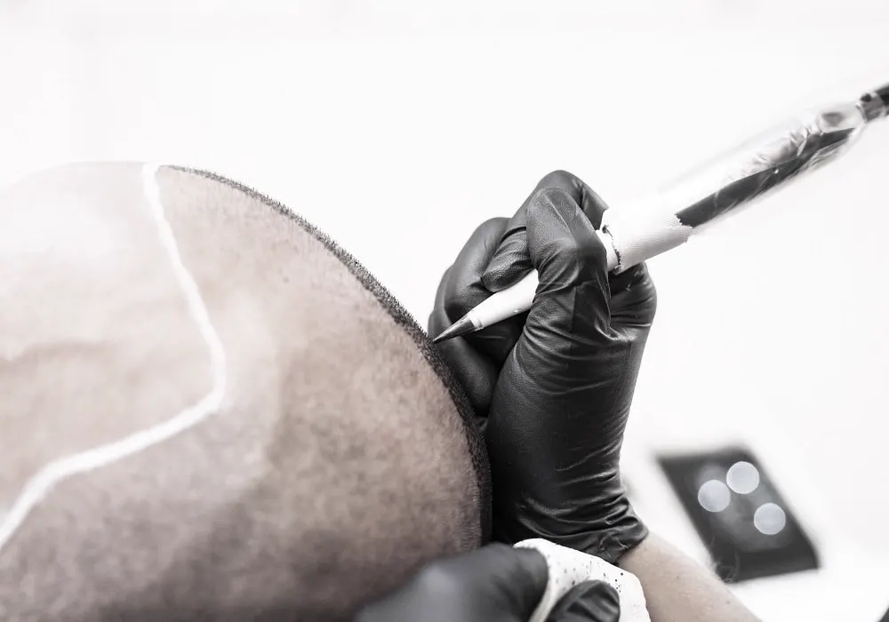 Resultaat van micro hair pigmentatie op de hoofdhuid